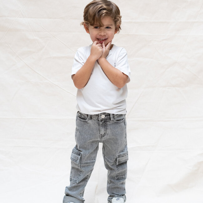 Jeans Straight Cargo Fit Used-Grey Denim