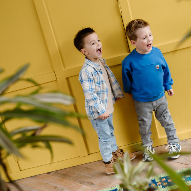 Oversized Sweater Textprint Dusty Kobalt