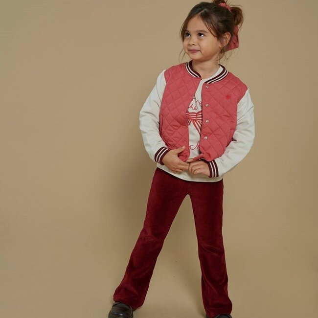 Flared Broek Velours Rib Queen Of Hearts Bordeaux