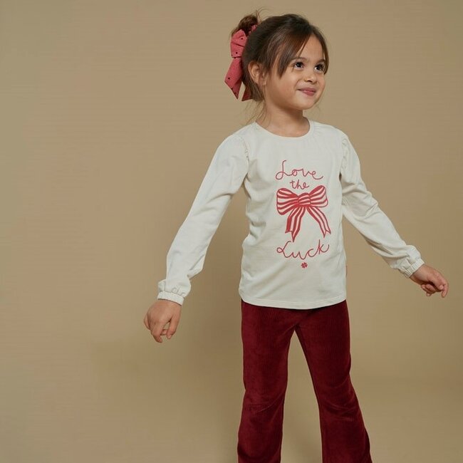 Flared Broek Velours Rib Queen Of Hearts Bordeaux