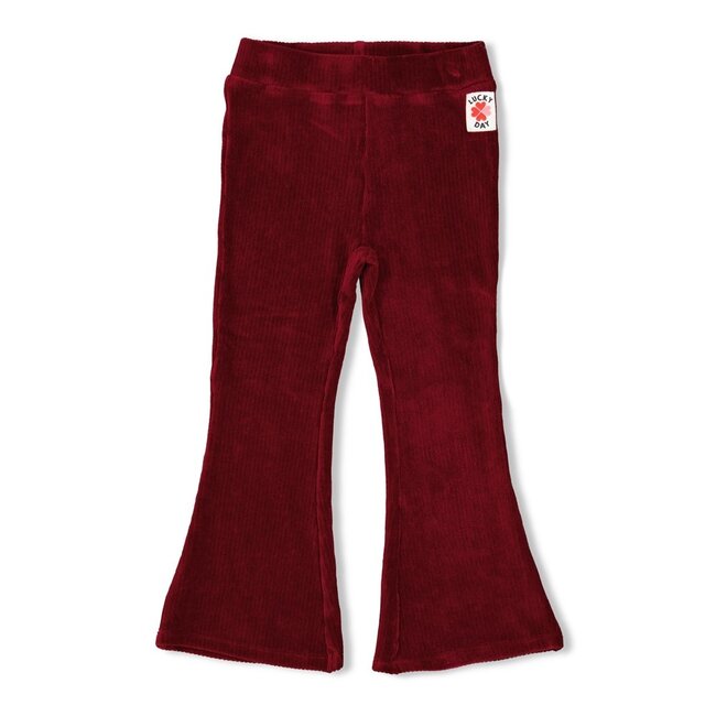 Flared Broek Velours Rib Queen Of Hearts Bordeaux