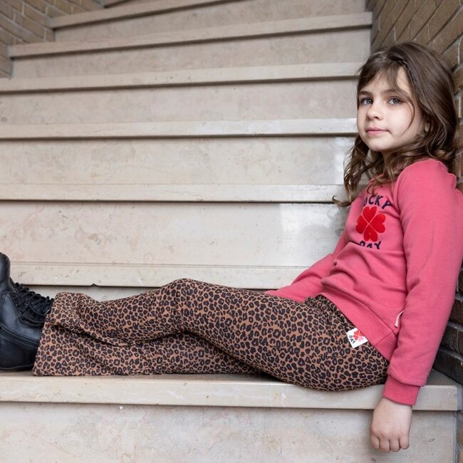 Flared Broek Aop Queen Of Hearts Bruin