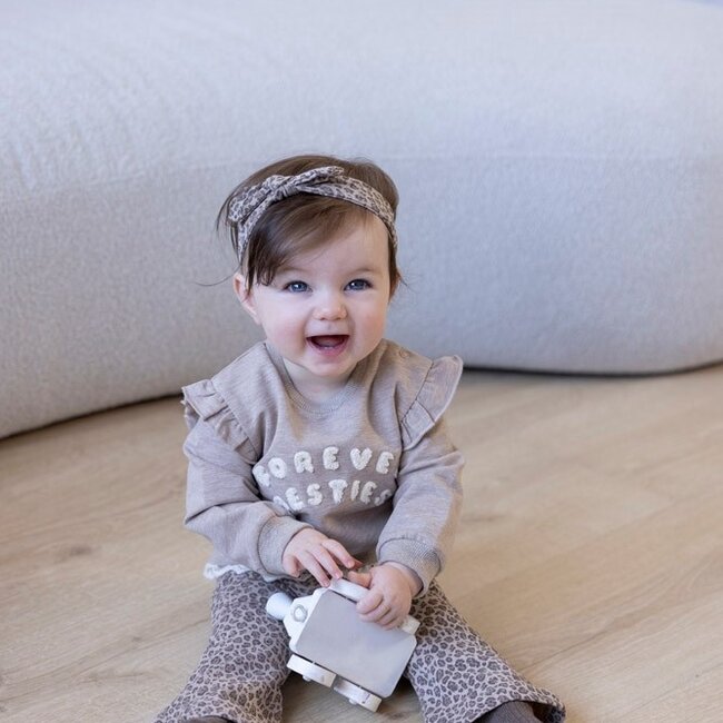 Flare Broek Aop Better Together Taupe Melange