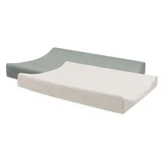 Jollein Aankleedkussenhoes Badstof 50x70cm Sea Green/Ivory 2 Stuks