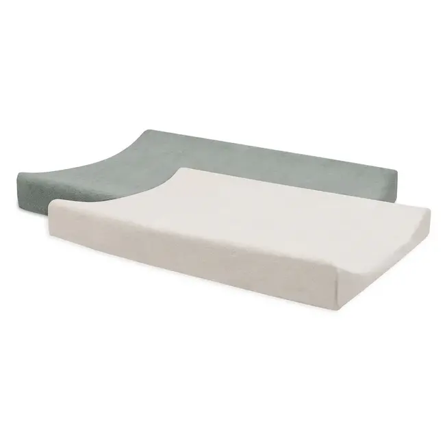 Aankleedkussenhoes Badstof 50x70cm Sea Green/Ivory 2 Stuks