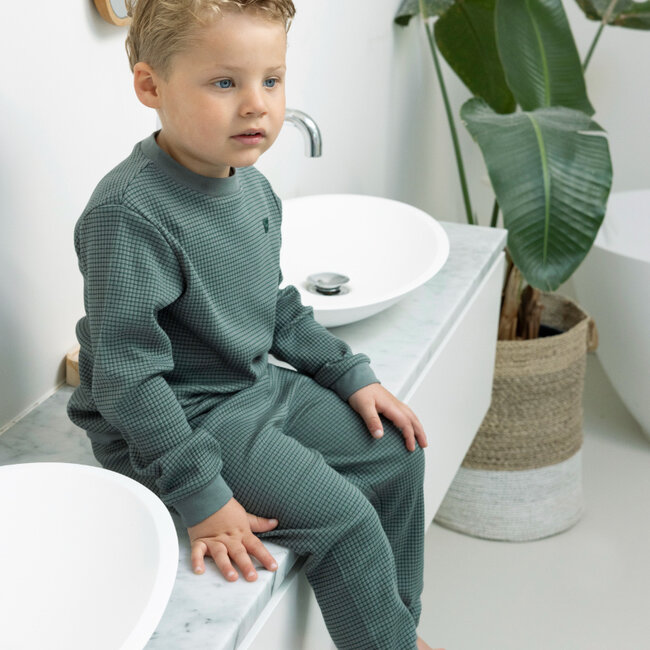 Pyjama Wafel Zeegroen