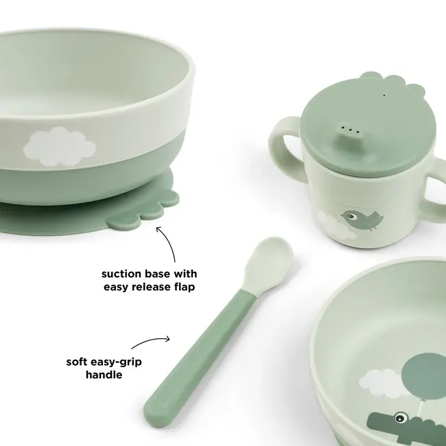 Eetset Happy Clouds Groen