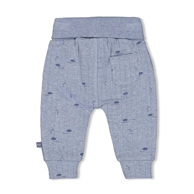 Broek Rib AOP Blue Ocean Blauw Melange