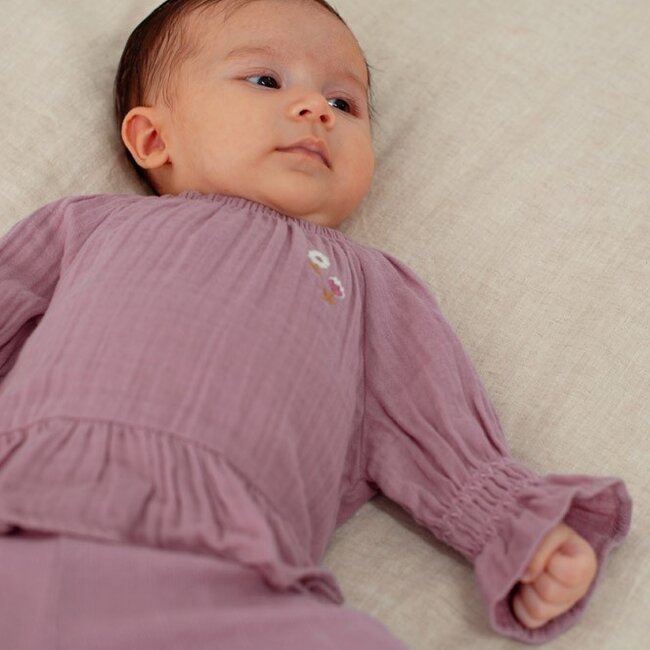 Legging Pointelle Rib Flower Ranch Violet