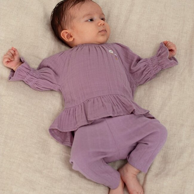 Legging Pointelle Rib Flower Ranch Violet