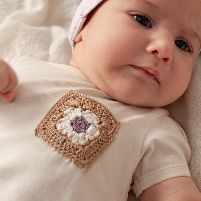 T-Shirt Met Crochet Zakje Flower Ranch Offwhite