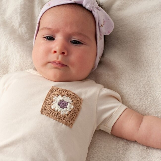 T-Shirt Met Crochet Zakje Flower Ranch Offwhite