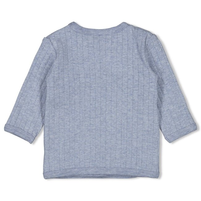 Overslagshirt Rib Blue Ocean Blauw Melange