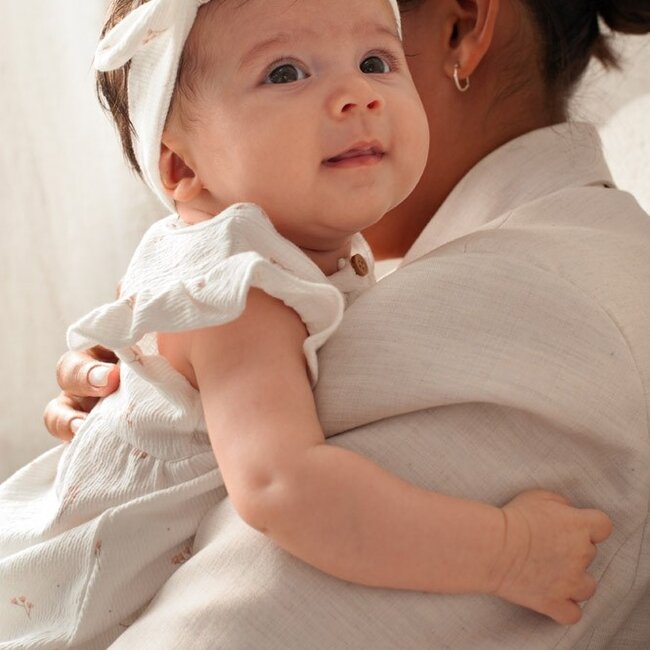 Jurk Crinkle AOP Delicate Flower Offwhite