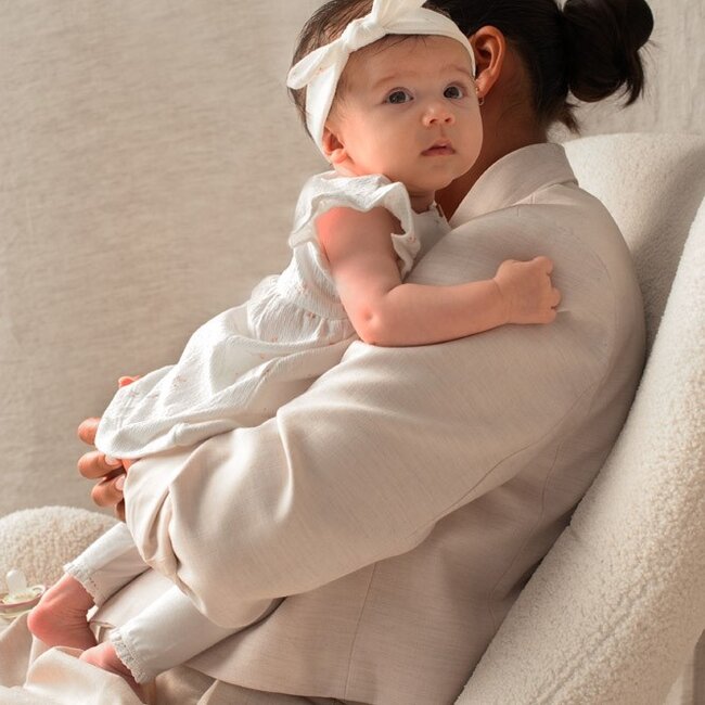 Jurk Crinkle AOP Delicate Flower Offwhite