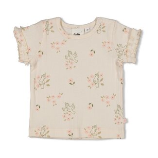 Feetje T-Shirt Pointelle Rib AOP Let Your Dreams Blossom Offwhite