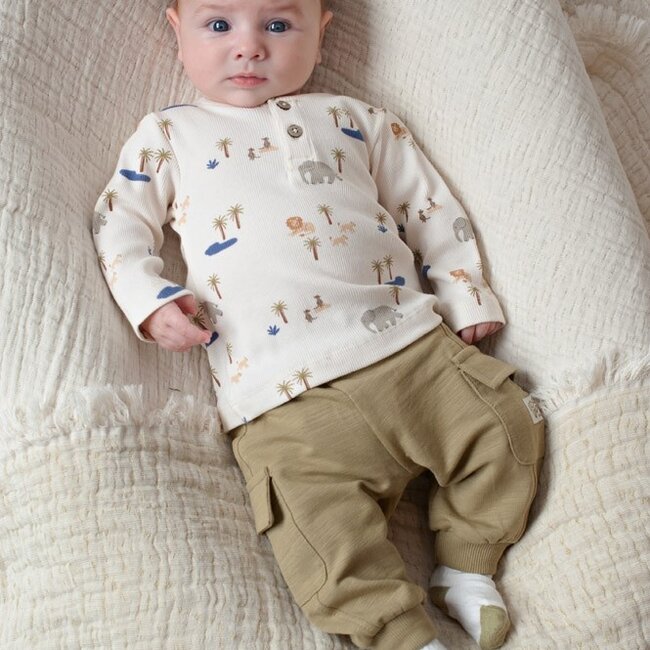 Longsleeve Rib AOP Safari Savage Offwhite