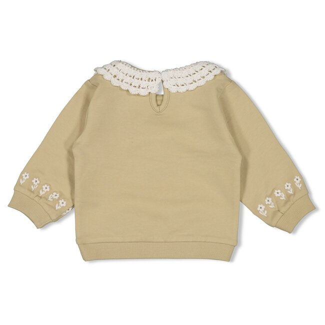 Sweater Met Kraag Relaxed Fit Let Your Dreams Blossom Groen