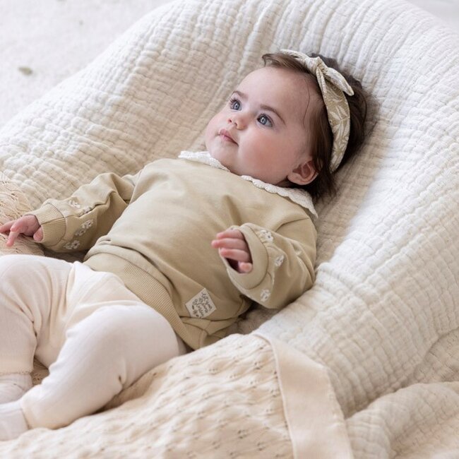 Sweater Met Kraag Relaxed Fit Let Your Dreams Blossom Groen