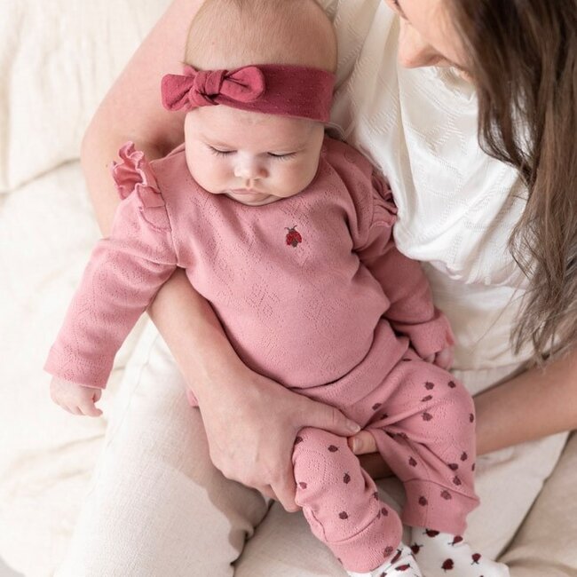 Broek Ajour Rib AOP Ladybug Roze