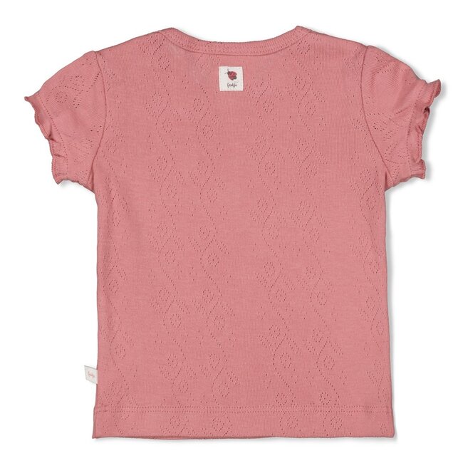 T-Shirt Ajour Rib Ladybug Roze