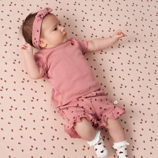 T-Shirt Ajour Rib Ladybug Roze