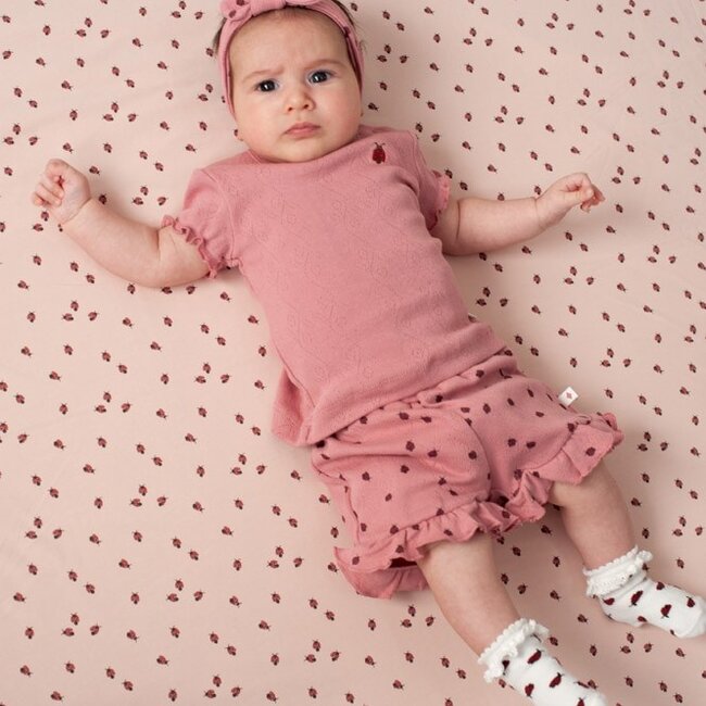 T-Shirt Ajour Rib Ladybug Roze