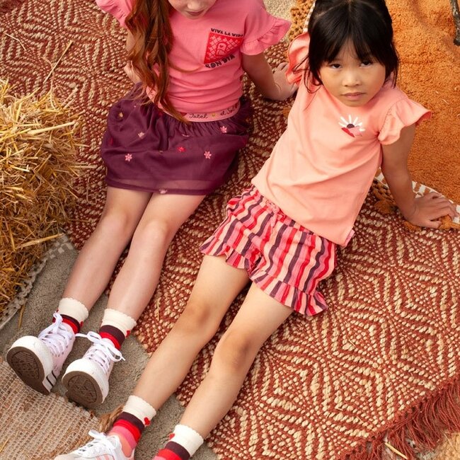 Short Streep Seersucker Salsa Sunset Zalm