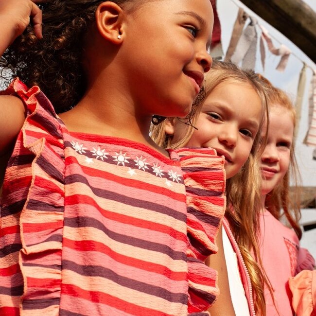 Jumpsuit Streep Seersucker Salsa Sunset Zalm