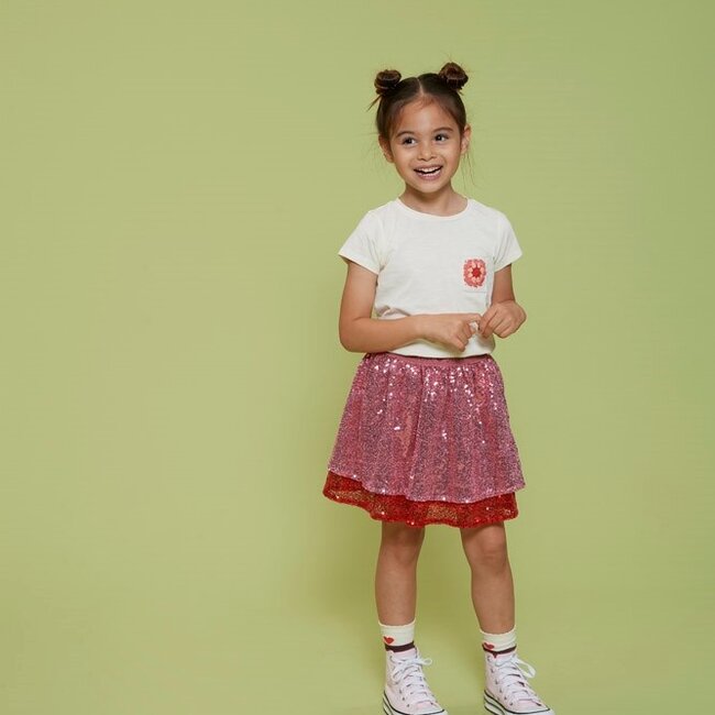 T-Shirt Met Crochet Zakje Salsa Sunset Offwhite