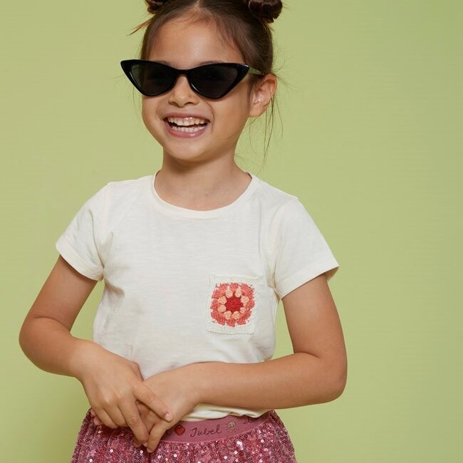 T-Shirt Met Crochet Zakje Salsa Sunset Offwhite