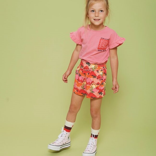 T-Shirt Met Backprint Salsa Sunset Roze