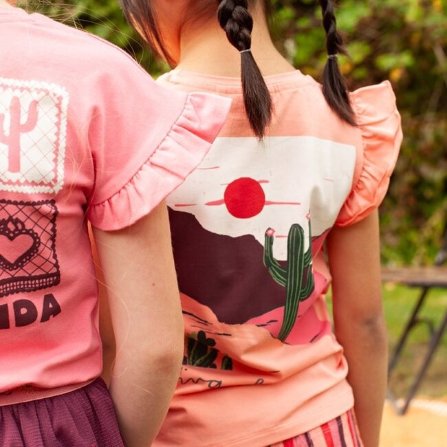 T-Shirt Met Backprint Salsa Sunset Zalm