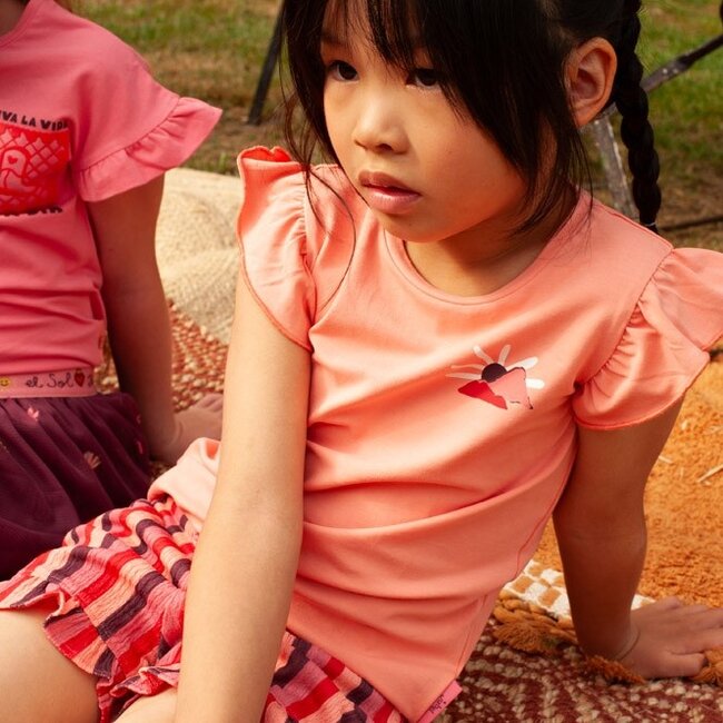 T-Shirt Met Backprint Salsa Sunset Zalm