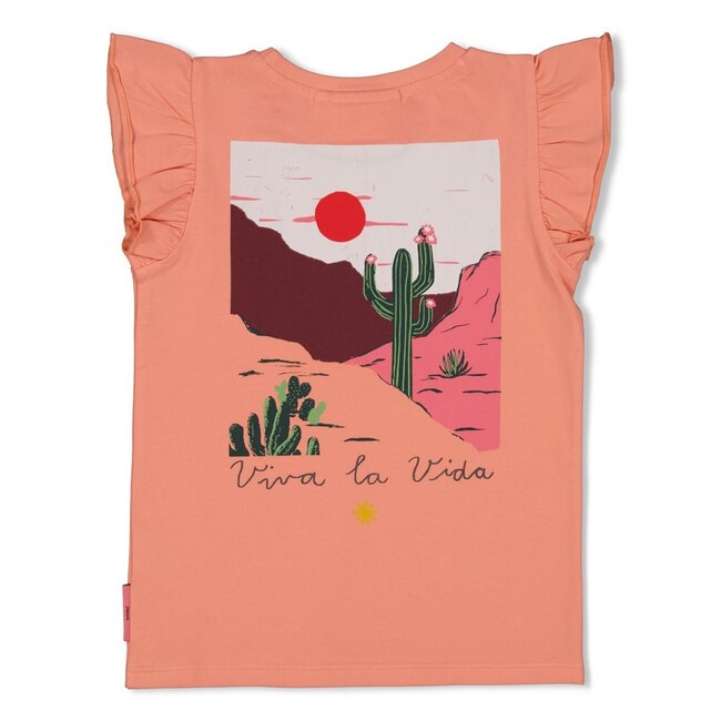 T-Shirt Met Backprint Salsa Sunset Zalm