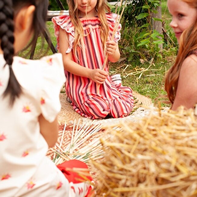 Jurk Streep Seersucker Salsa Sunset Zalm