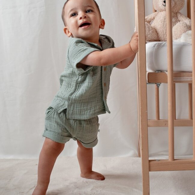 Short Mousseline Summer Woven Zeegroen