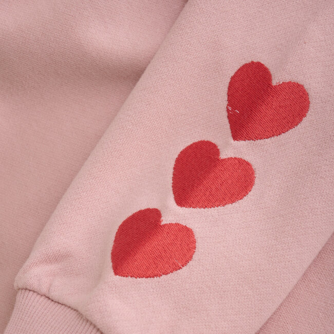 Sweater Heart Embroidery Pale Mauve