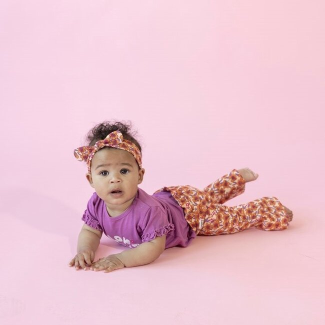 Flare Broek AOP Love Peace Aloha Perzik