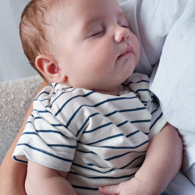 T-Shirt Streep Seaside Happiness Offwhite