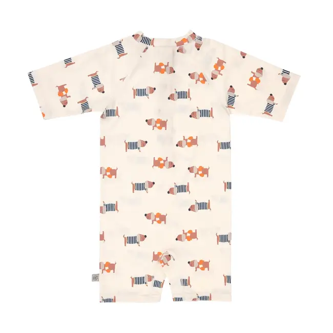 Swimsuit Short Sleeve Beach Dog Orange/Dark Sea
