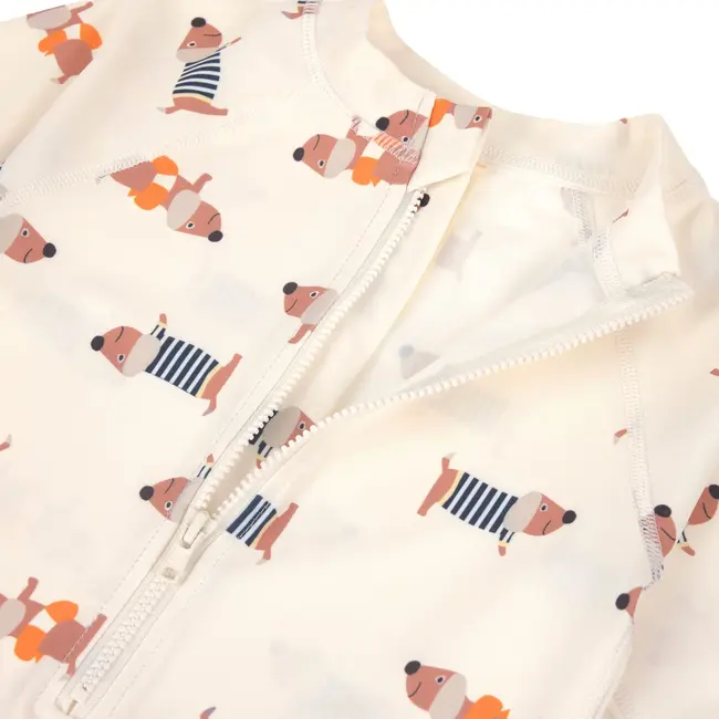 Swimsuit Short Sleeve Beach Dog Orange/Dark Sea