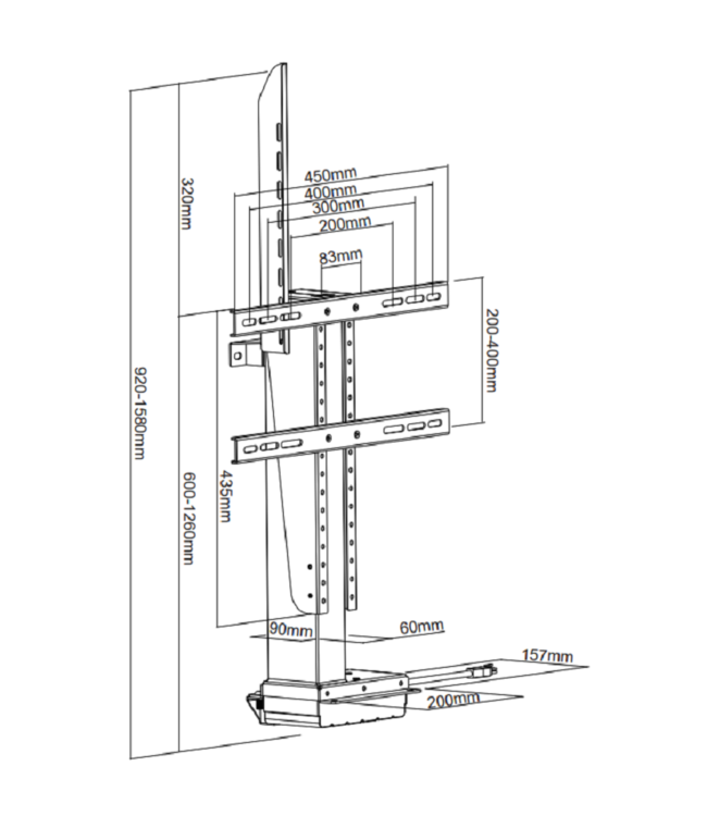 DQ WALL-SUPPORT TV Lift Ares 660 S