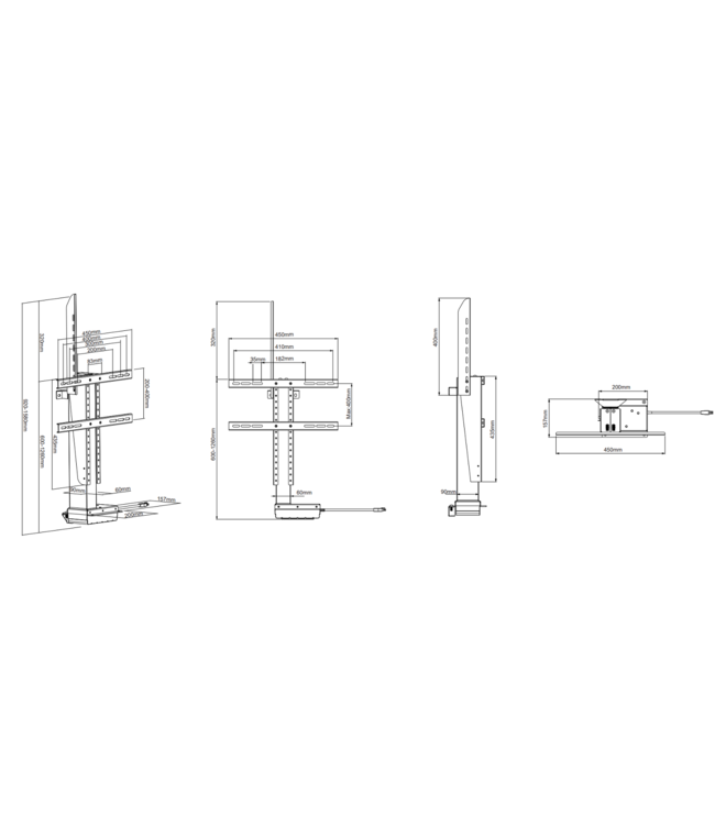 DQ WALL-SUPPORT TV Lift Ares 660 S