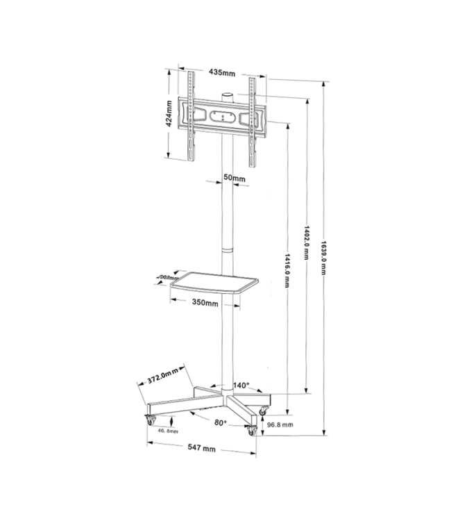 DQ WALL-SUPPORT Nyna Mobiler TV Ständer Schwarz