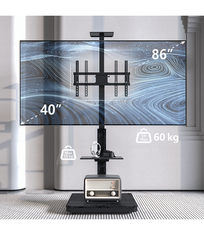 XTRARM Elite Mobiler TV Ständer Schwarz