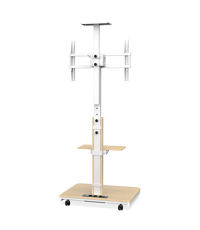 XTRARM Elite Mobiler TV Ständer Weiß/Buche