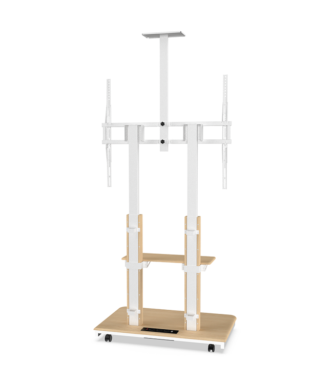 XTRARM Duolite Elektrisch Mobiler TV Ständer Weiß/Buche