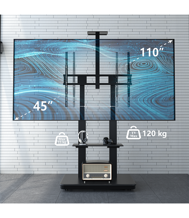 XTRARM Duolite Mobiler TV Ständer Schwarz