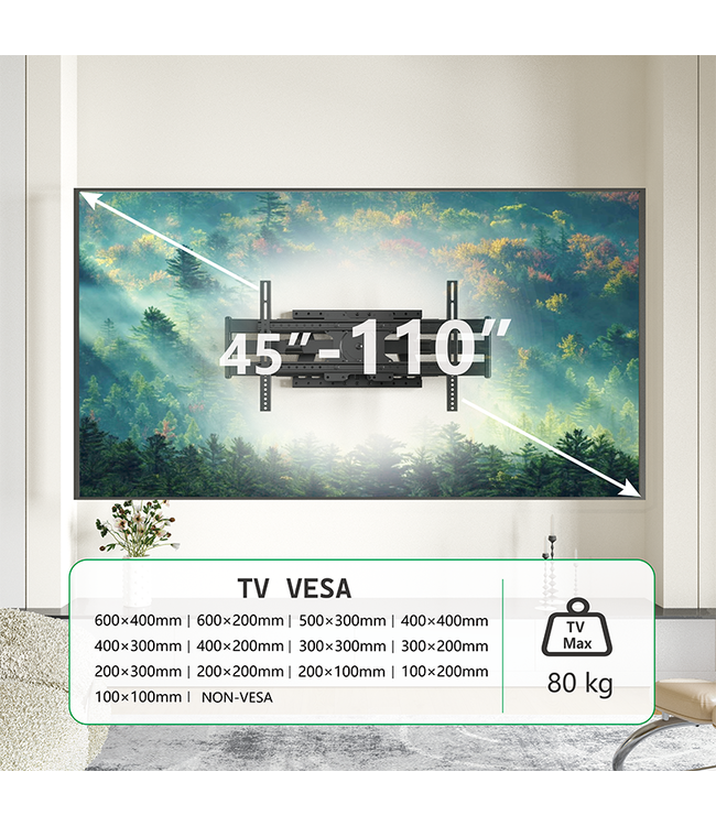 XTRARM Cratos Double 100 cm Rotate 600 TV Wandhalterung Schwarz